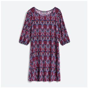 Stitch Fix Women's Market & Spruce Maeby Blue Red 3/4 Sleeve Knit Dress Sz Large
